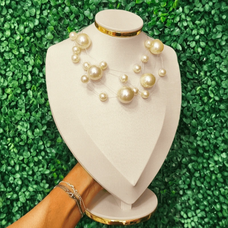 COLAR FEMININO PÉROLAS FLUTUANTES - alternativa