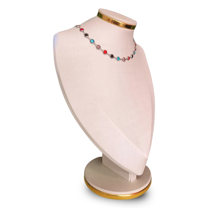 COLAR PEDRAS COLORIDAS AÇO INOXIDÁVEL - alternativa